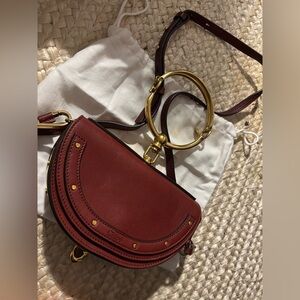Chloe Nile Bracelet Minaudiere Bag Dahlia Red